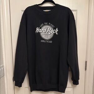 Vintage Hard Rock Cafe Save The Planet Hollywood Black Crewneck Sweater